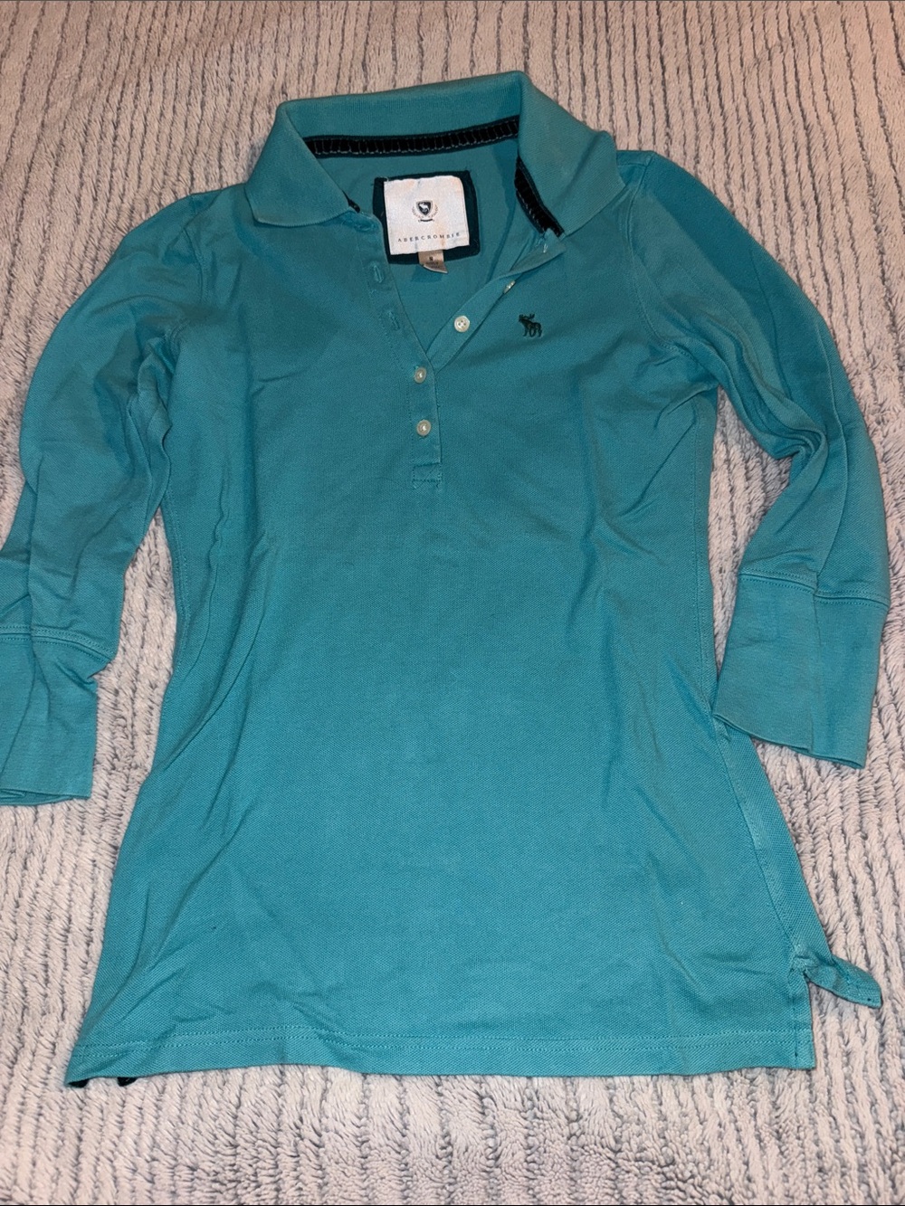 Abercrombie & Fitch Teal 3/4 Sleeve Polo